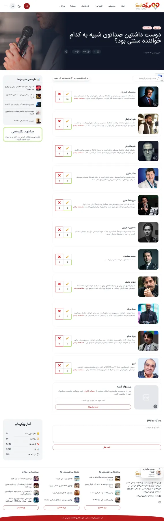 طراحی سایت نظرسنجی ویکی تاپ